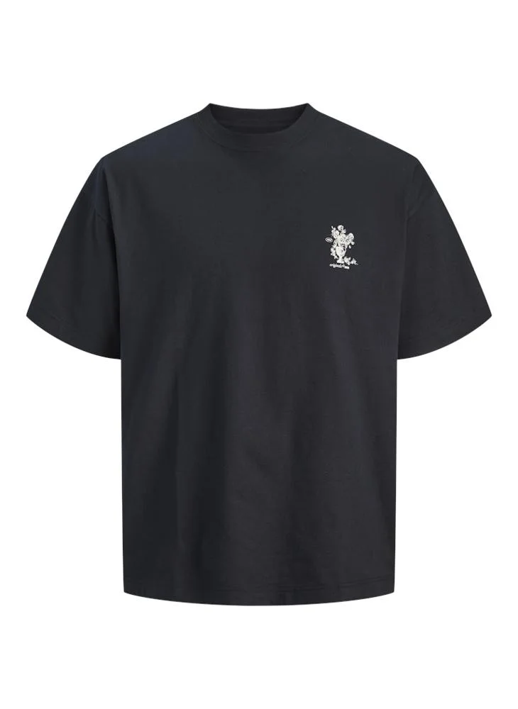 JACK & JONES Black Logo Crew Neck T-Shirt for Men | Best Price UAE